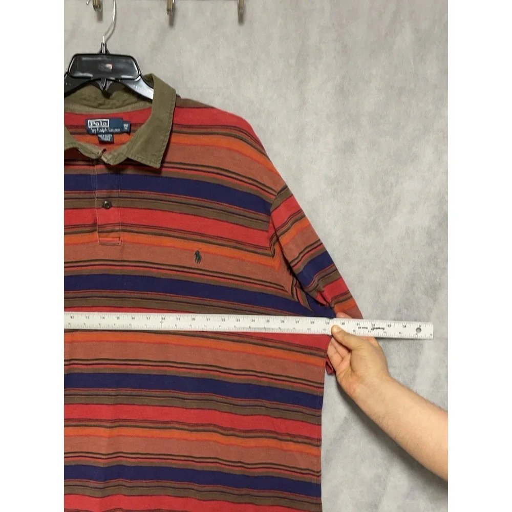 VTG Polo Ralph Lauren Polo Shirt Men 3XLT Western Aztec Textured Jersey Knit 90s